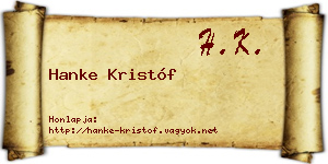 Hanke Kristóf névjegykártya